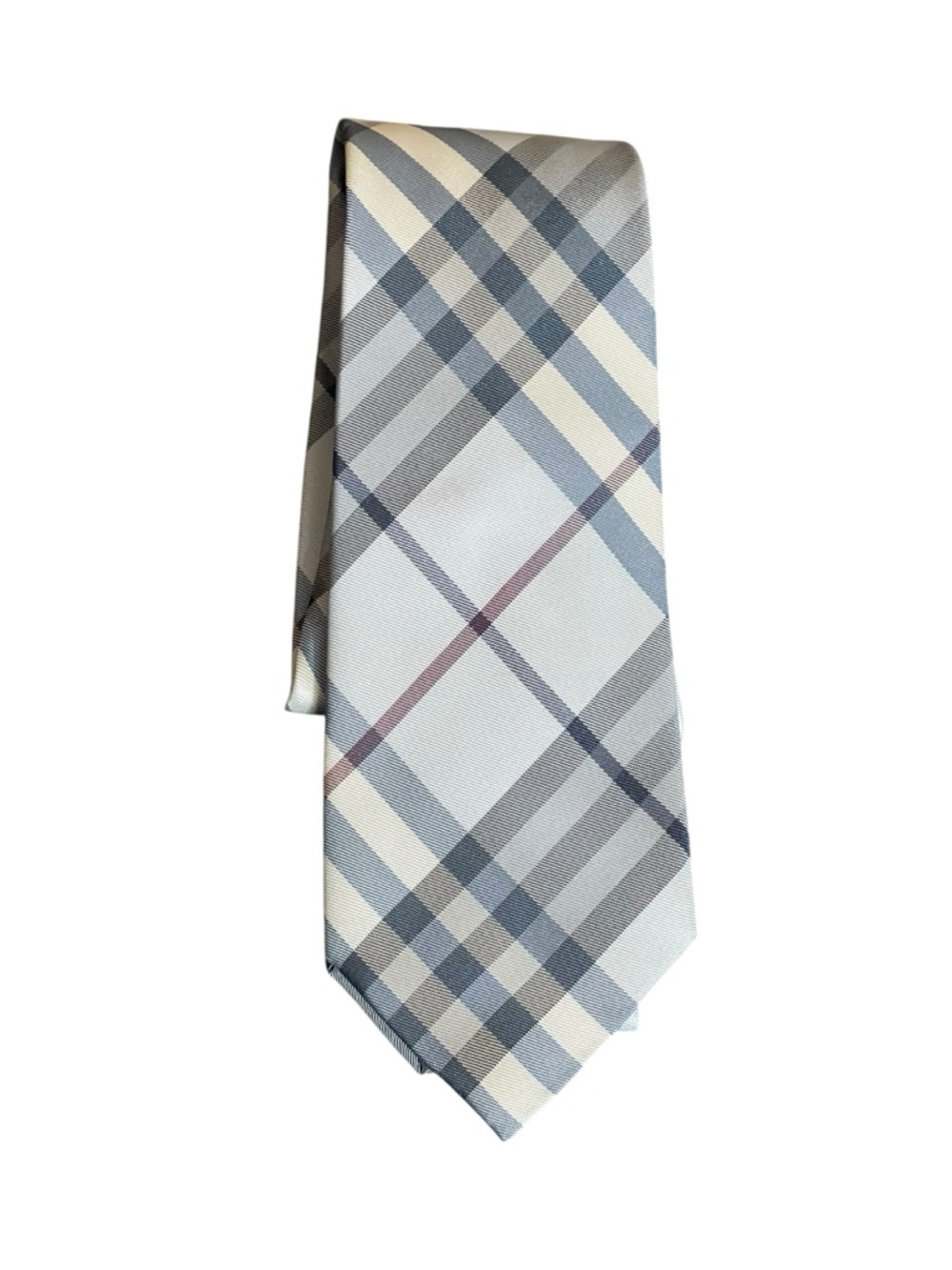 BURBERRY LONDON Men's Tie
-Grey/Purple/Maroon - Plaid Silk
Woven Tie - Picture 5 of 8